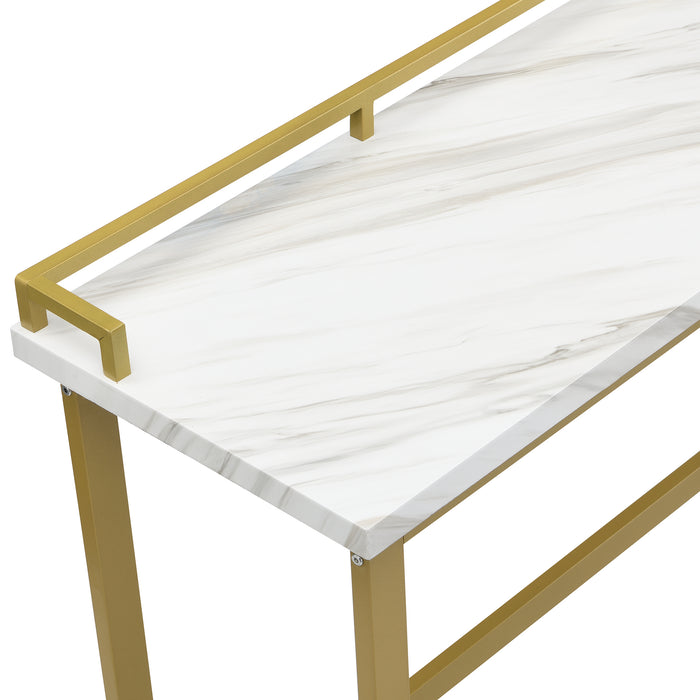 Modern 4 Piece Counter Height Extra Long Console Dining Table Set/ White/ Gold