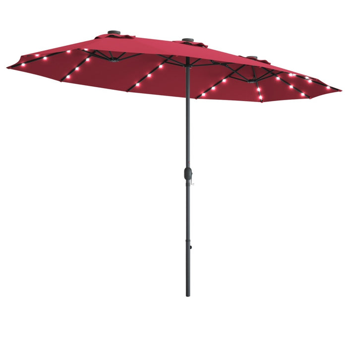 15 Ft Patio LED Crank Solar Powered 36 Lights Umbrella without Weight Base - Cool Stuff & Accessories