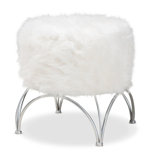 Celia White Faux Fur Ottoman - Cool Stuff & Accessories