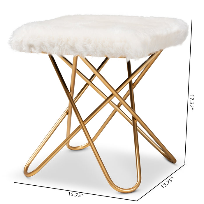 Valle White Faux Fur Ottoman - Cool Stuff & Accessories