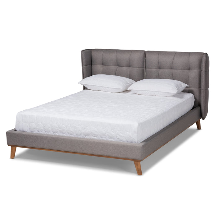 Gretchen Modern Upholstered Platform Bed/Grey Queen
