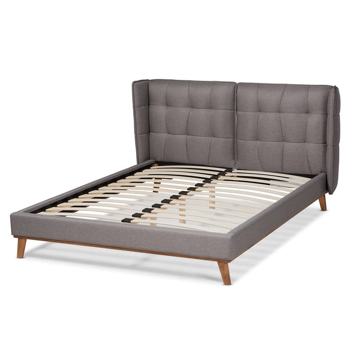 Gretchen Modern Upholstered Platform Bed/Grey Queen