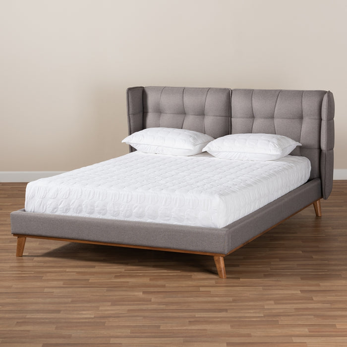 Gretchen Modern Upholstered Platform Bed/Grey King