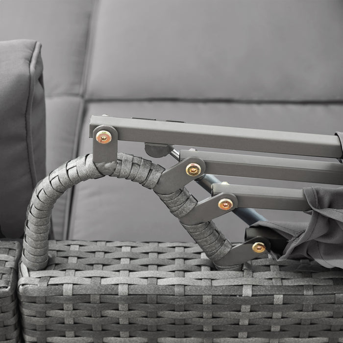 5 Pieces Outdoor Sectional Patio Rattan Sofa Set Rattan Daybed/Grey