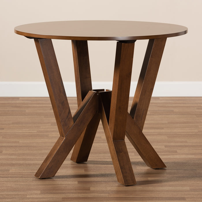 Irene Modern Round Wood Dining Table Walnut Brown