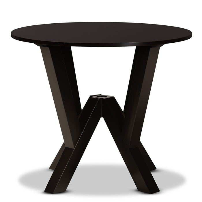 Irene Modern Round Wood Dining Table Dark Brown