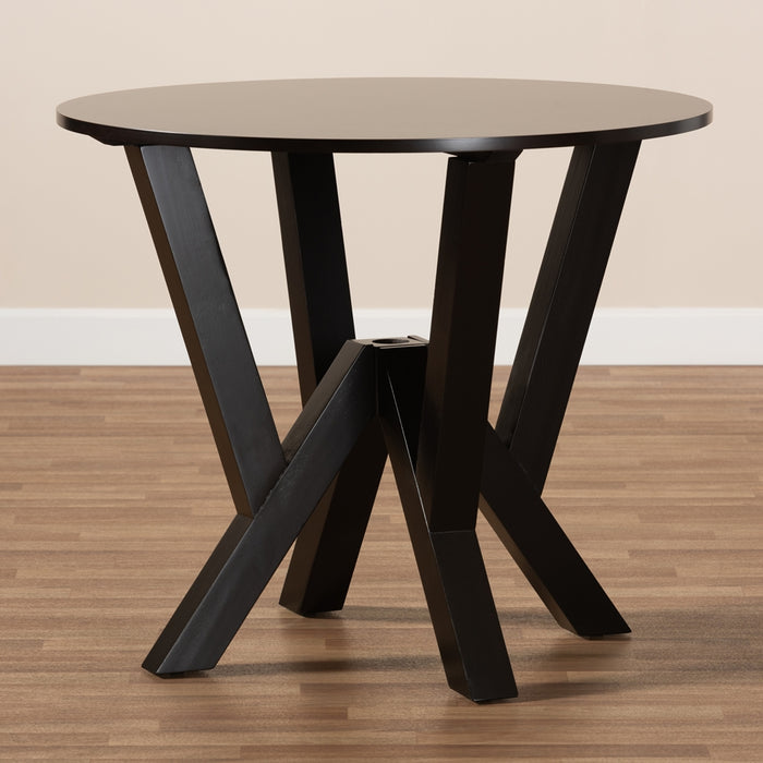 Irene Modern Round Wood Dining Table Dark Brown