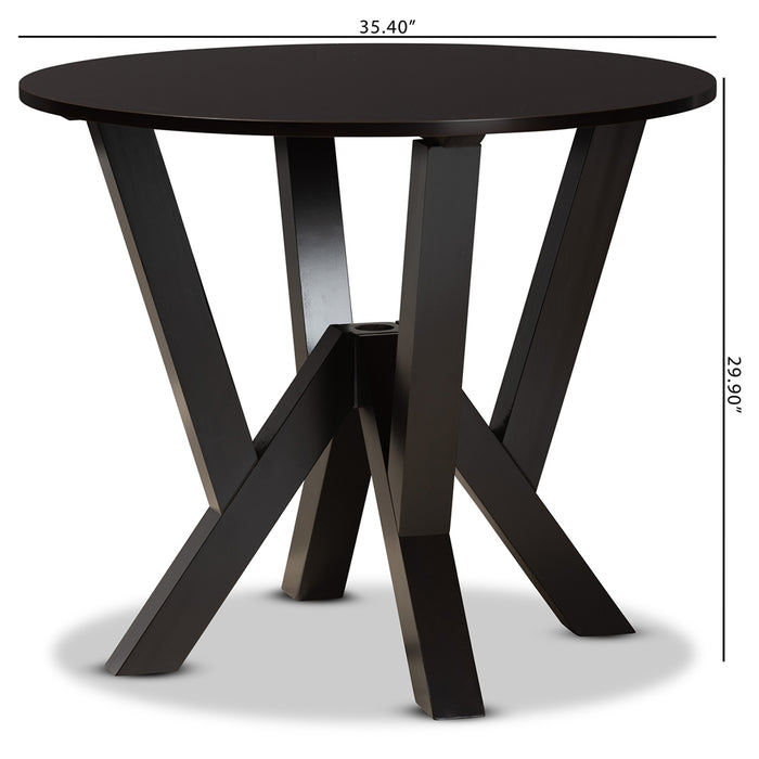 Irene Modern Round Wood Dining Table Dark Brown