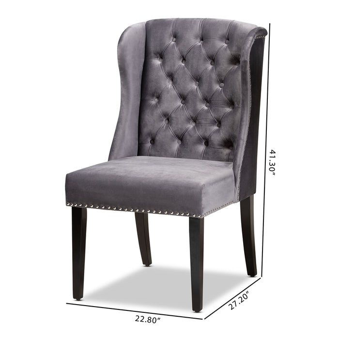 Lamont Upholstered Wingback Dining Chair Grey Velvet