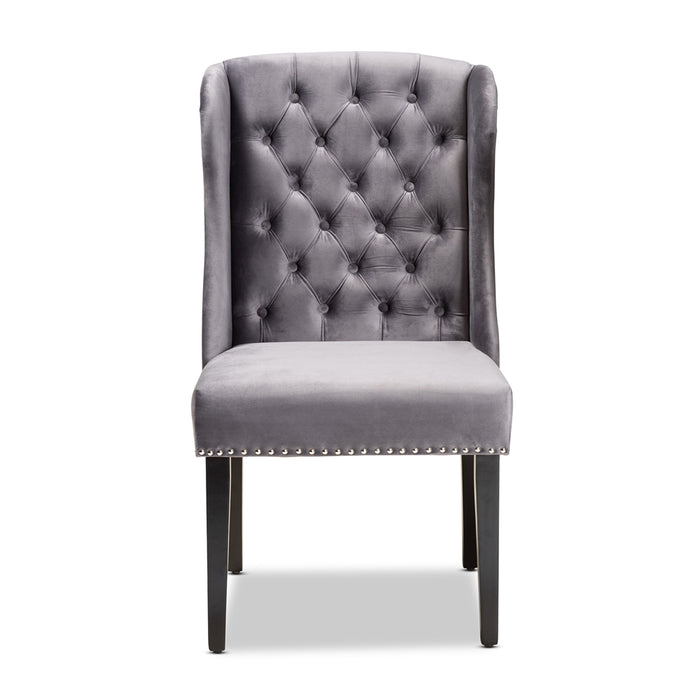 Lamont Upholstered Wingback Dining Chair Grey Velvet