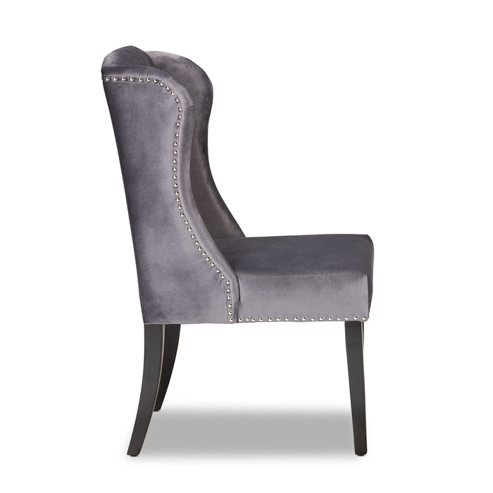 Lamont Upholstered Wingback Dining Chair Grey Velvet