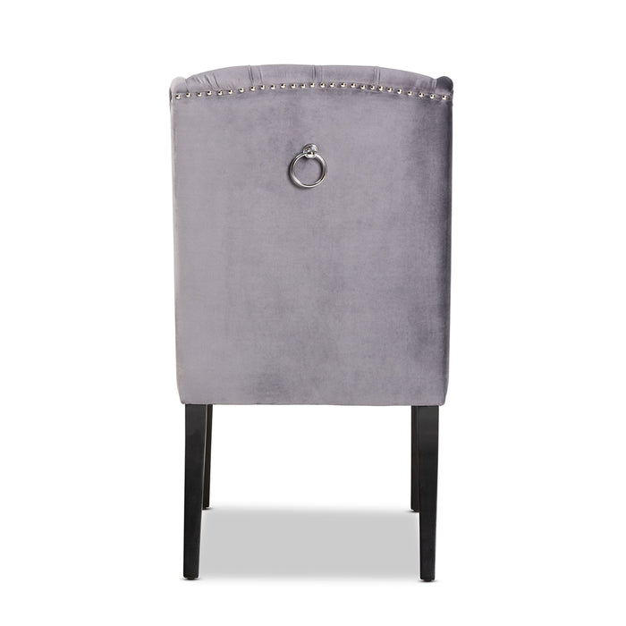 Lamont Upholstered Wingback Dining Chair Grey Velvet