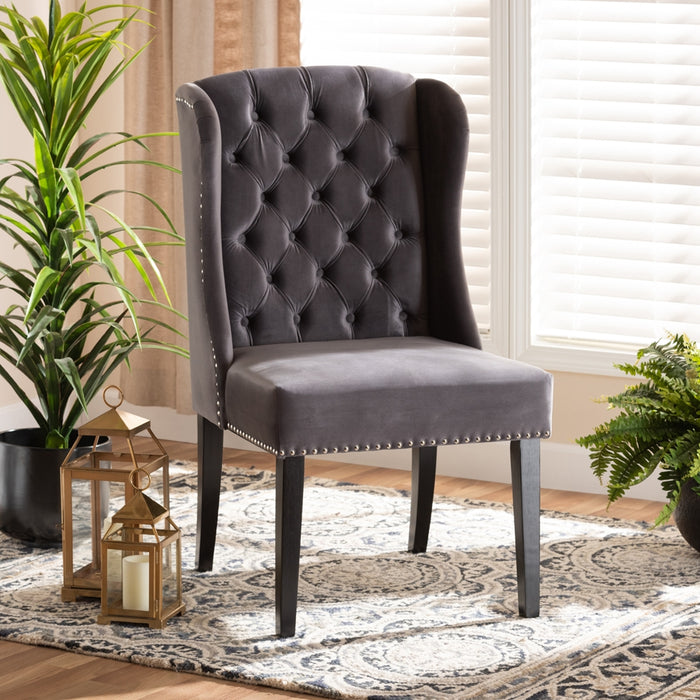 Lamont Upholstered Wingback Dining Chair Grey Velvet
