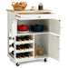 Kitchen Cart with Rubber Wood Top 3 Tier Wine Racks 2 Cabinets/White - Cool Stuff & Accessories