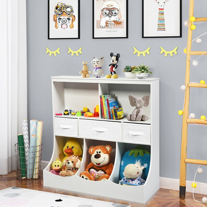 Freestanding Combo Cubby Bin Storage Organizer Unit W/3 Baskets/ White - Cool Stuff & Accessories
