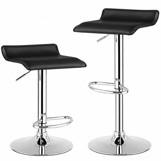 PU Leather Backless Bar Stools Set Of 2/Black