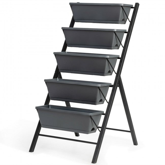 4 ft Vertical Raised Garden Bed with 5 Tiers/ Grey