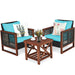 3 Pcs Patio Wicker Furniture Sofa Set with Wooden Frame and Cushion - Cool Stuff & Accessories