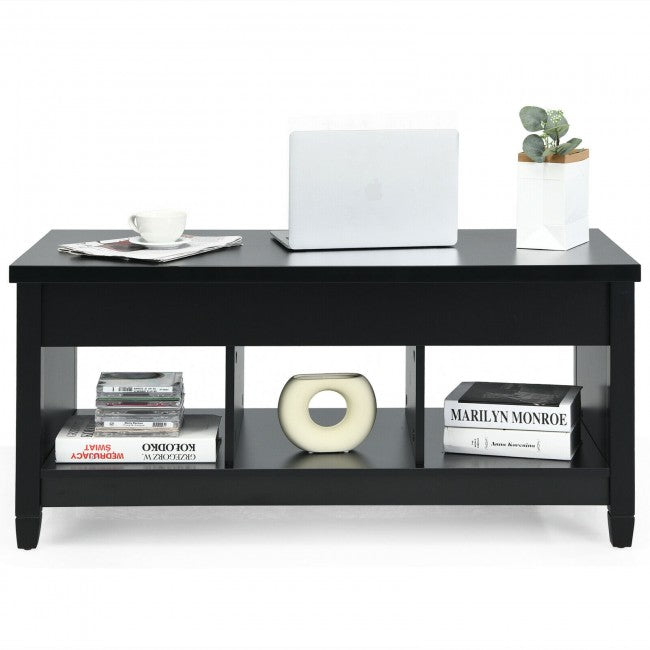 Lift Top Coffee Table with Hidden Storage Compartment/Black