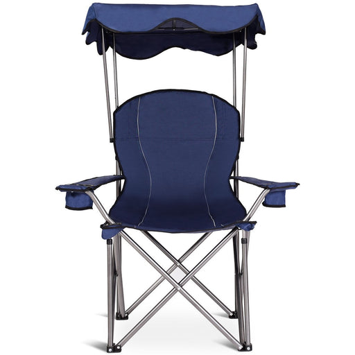Portable Folding Beach Canopy Chair with Cup Holders/ Blue - Cool Stuff & Accessories