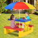Kids Picnic Folding Table and Bench with Umbrella/ Yellow - Cool Stuff & Accessories