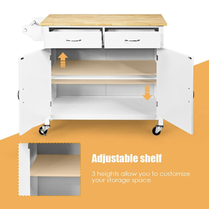 Modern Rolling Kitchen Cart Island with Wooden Top/ White - Cool Stuff & Accessories