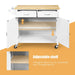 Modern Rolling Kitchen Cart Island with Wooden Top/ White - Cool Stuff & Accessories