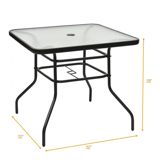 32 Inch Patio Frame Square Table/ Black