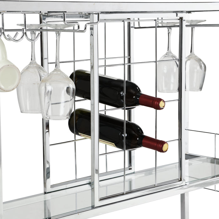3 Tier Kitchen Trolley with Tempered Glass Shelves/ Chrome