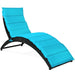 Folding Patio Rattan Portable Lounge Chair Chaise with Cushion/Turquoise - Cool Stuff & Accessories