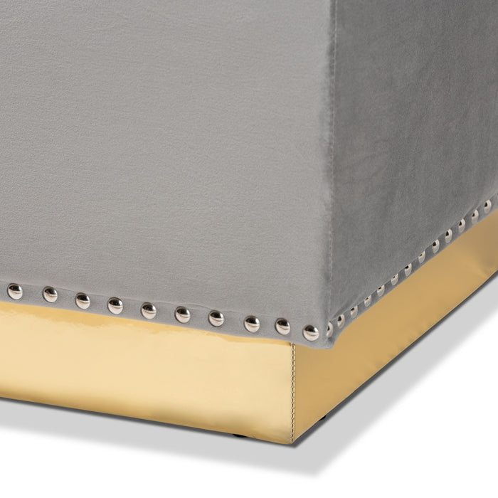 Powell Upholstered Leather Storage Ottoman/ Grey