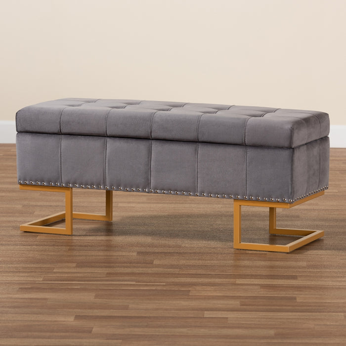 Ellery Upholstered Storage Ottoman Grey