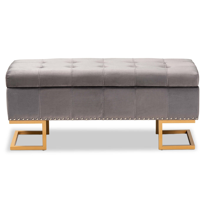 Ellery Upholstered Storage Ottoman Grey