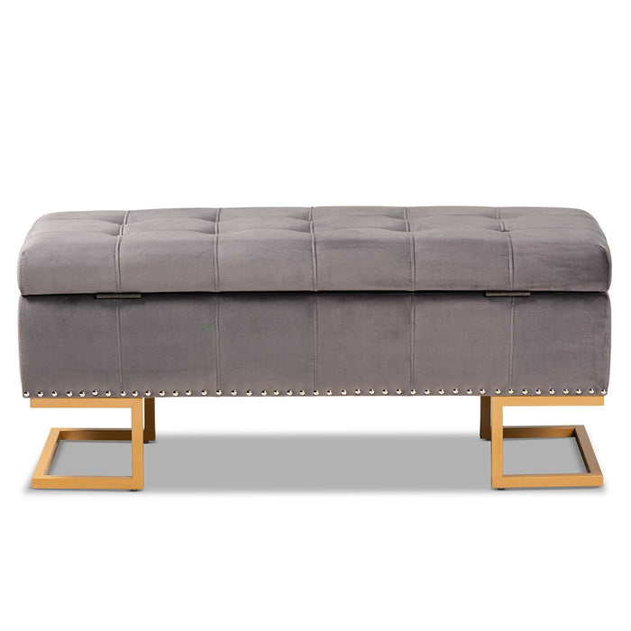 Ellery Upholstered Storage Ottoman Grey