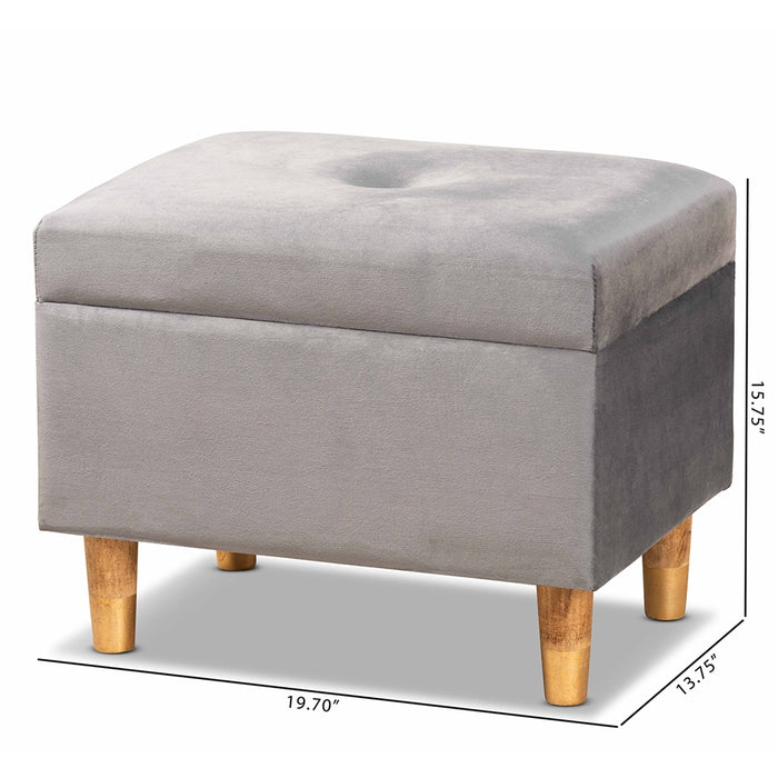 Elias Upholstered Storage Ottoman Grey