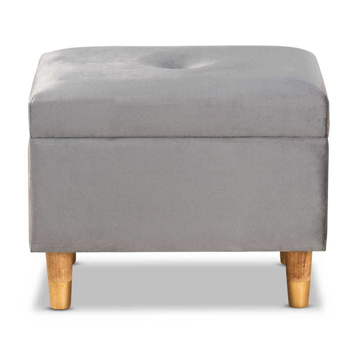 Elias Upholstered Storage Ottoman Grey
