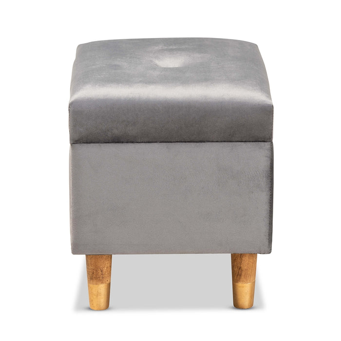 Elias Upholstered Storage Ottoman Grey