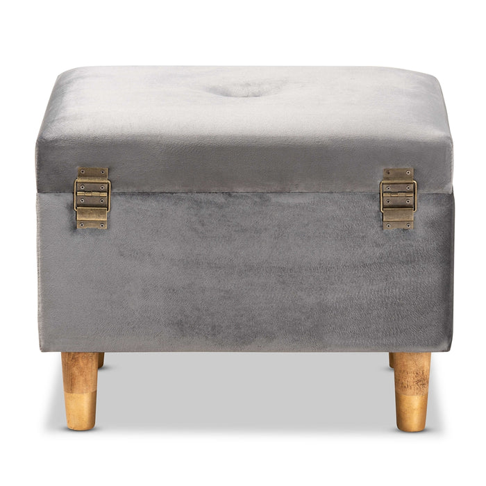 Elias Upholstered Storage Ottoman Grey