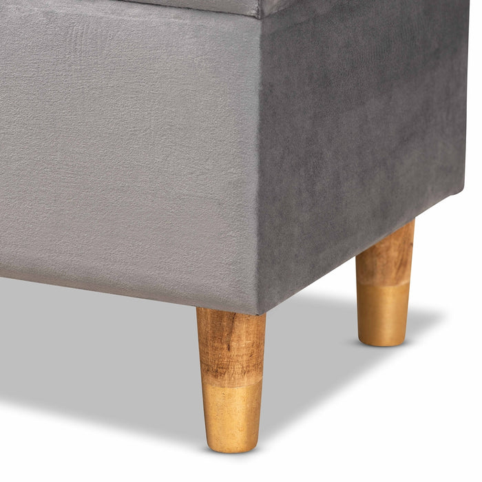 Elias Upholstered Storage Ottoman Grey