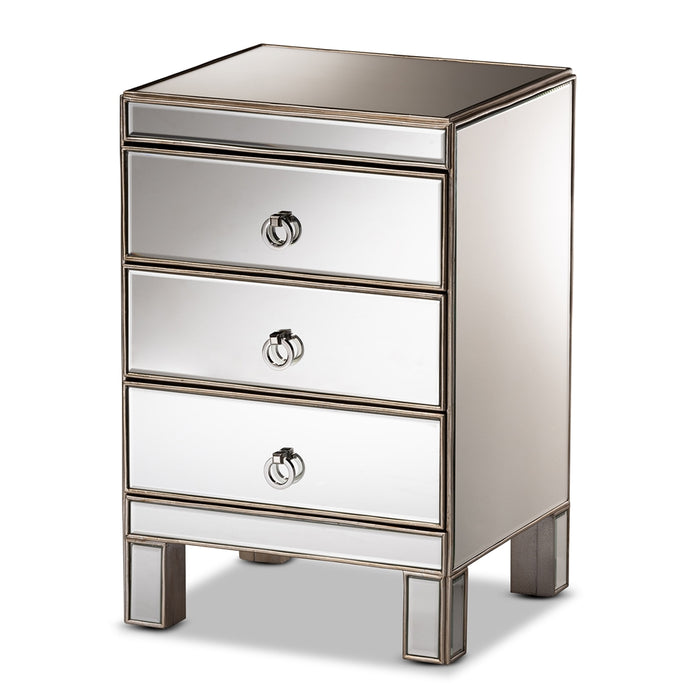 Ewan 3 Drawer Mirrored Nightstand - Cool Stuff & Accessories