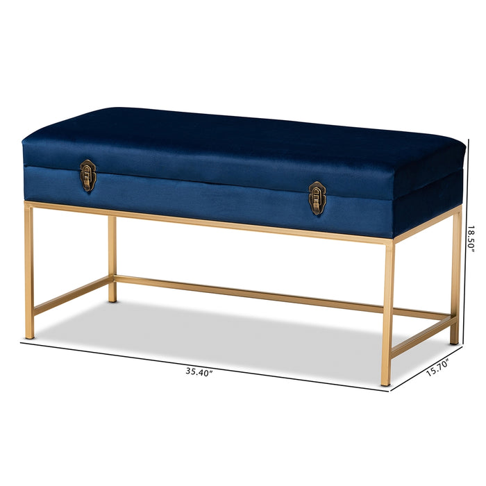 Aliana Upholstered Storage Ottoman/Navy - Cool Stuff & Accessories