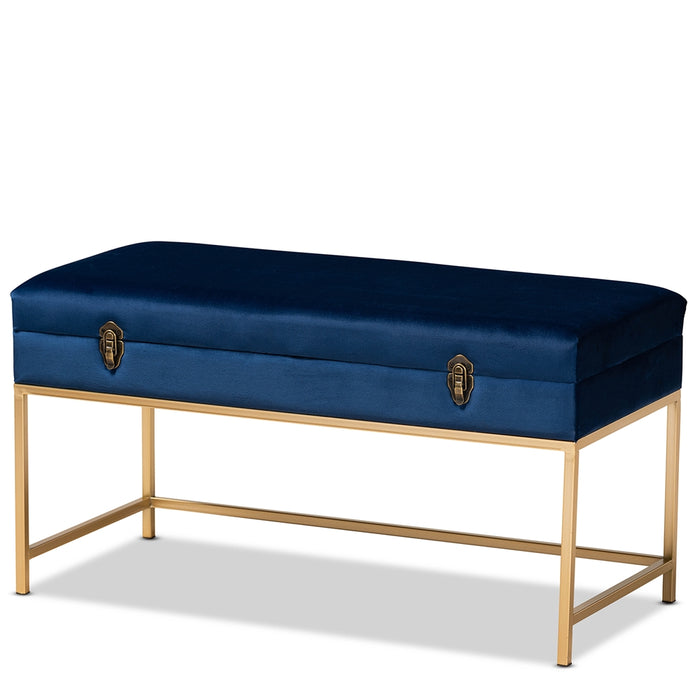 Aliana Upholstered Storage Ottoman/Navy - Cool Stuff & Accessories