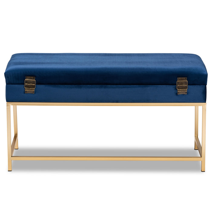 Aliana Upholstered Storage Ottoman/Navy - Cool Stuff & Accessories