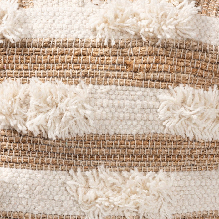 Basque Moroccan Handwoven Pouf Ottoman/Ivory