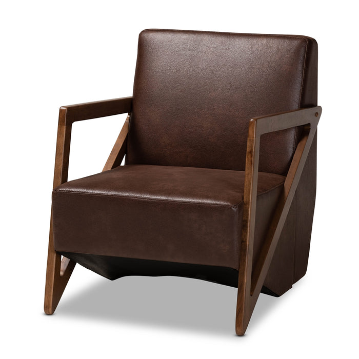 Christa Mid Century Faux Leather Accent Chair/ Walnut Brown - Cool Stuff & Accessories