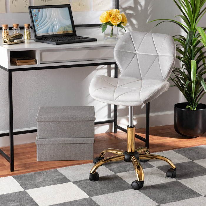 Savara Swivel Office Chair/Grey Velvet