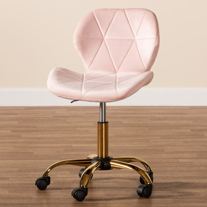 Savara Swivel Office Chair/Pink Velvet