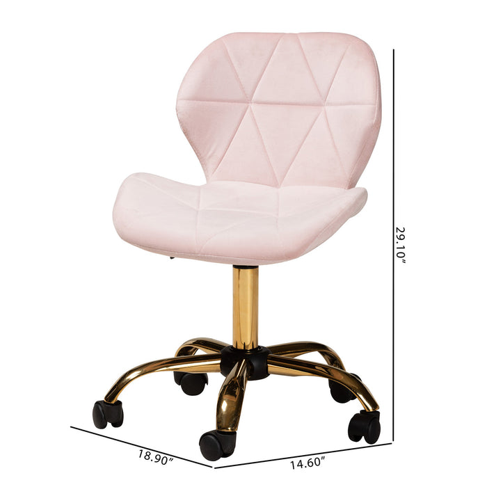 Savara Swivel Office Chair/Pink Velvet