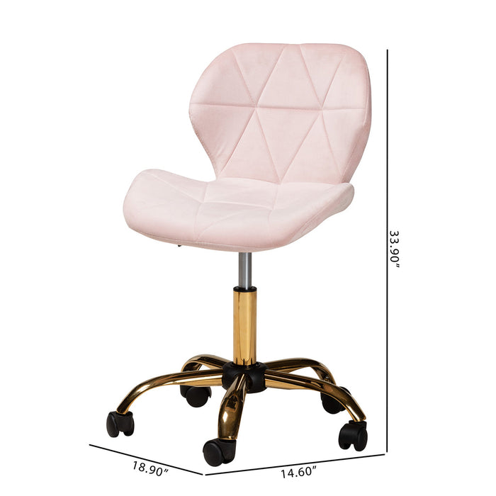 Savara Swivel Office Chair/Pink Velvet