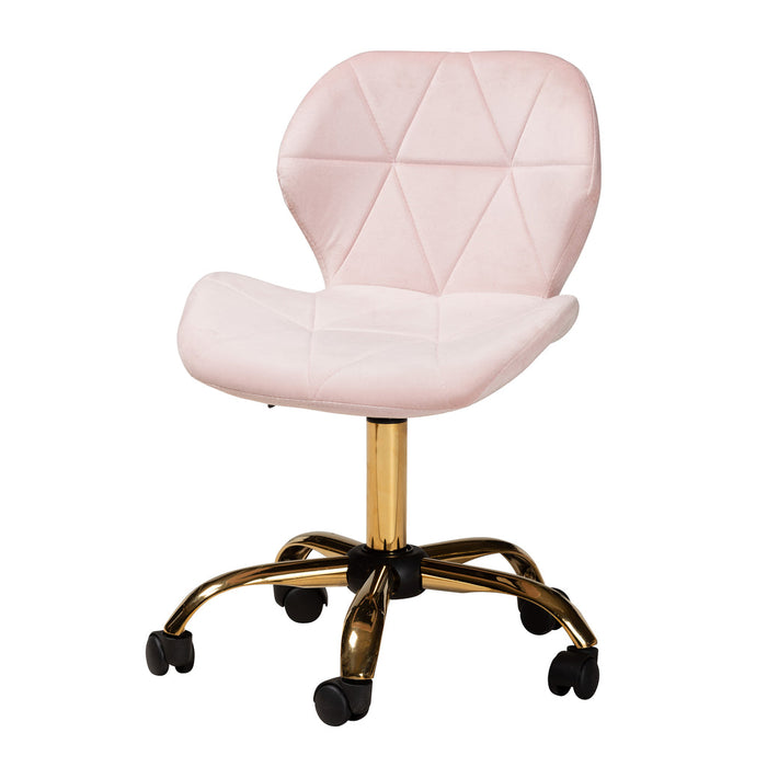 Savara Swivel Office Chair/Pink Velvet